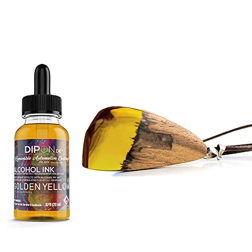 DIPON.DE HIGH PERFORMANCE LIQUIDS & PIGMENTS Golden Yellow Gelb Alkoholtinte Alcohol Ink 20 ml für Epoxidharz Resin Petri Art Farbstoff Transluzent Epoxy von DIPON.DE HIGH PERFORMANCE LIQUIDS & PIGMENTS