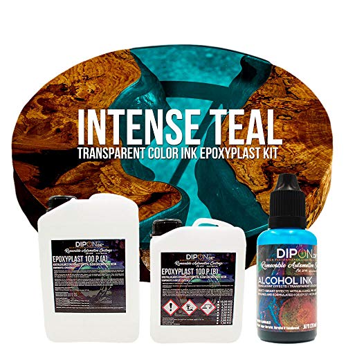 EpoxyPlast 100 P Intense Teal Alcohol Ink Kit Set - Epoxidharz Transparent gefärbt für Holz Tisch Metal Beton Gießen Bodenbeschichtung Garage Laminierharz Epoxydharz Farb Effekt Gießharz von DIPON