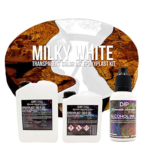 EpoxyPlast 100 P Milky White Alcohol Ink Kit Set - Epoxidharz Transparent gefärbt für Holz Tisch Metal Beton Gießen Bodenbeschichtung Garage Laminierharz Epoxydharz Farb Effekt Gießharz von DIPON.DE HIGH PERFORMANCE LIQUIDS & PIGMENTS