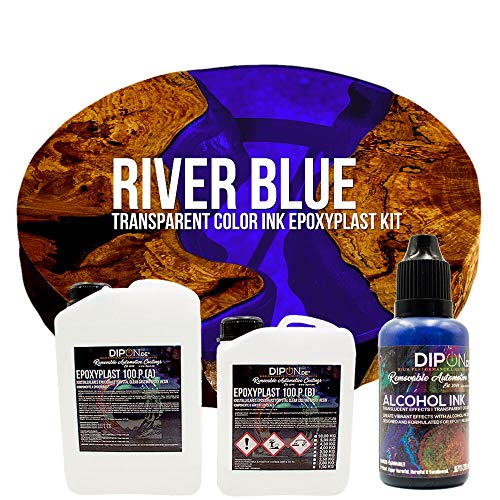 EpoxyPlast 100 P River Blue Alcohol Ink Kit Set - Epoxidharz Transparent gefärbt für Holz Tisch Metal Beton Gießen Bodenbeschichtung Garage Laminierharz Epoxydharz Farb Effekt Gießharz von DIPON.DE HIGH PERFORMANCE LIQUIDS & PIGMENTS