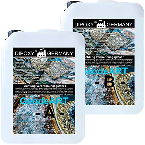 4,5kg Epoxidharz 2K Harz mit Härter EP Laminierharz in Profi Qualität Glasklar und geruchsarm Gießharz Epoxy UV Stab. für Holz Tisch Boden Aquarium Terra Formenbau GFK DIPOXY-2K-4000GeodeART von DIPOXY