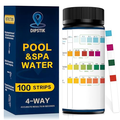 3 in 1 Pool Teststreifen für Spa,100 Stück Teststreifen Pool Tester, Wassertest-Set, Genauer Chemischer Tester für Feststreifen Pool pH und Chlor, Brom,Alkalinität,Pool Zubehör von DIPSTIK