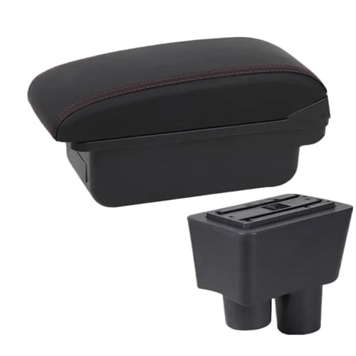 DIQXLGS Armlehne Für N&issan Für Almera Armlehnen-Box Auto Aufbewahrungsbox Innenraum-Nachrüstteil(A1 Schwarz Rot KEIN USB) von DIQXLGS