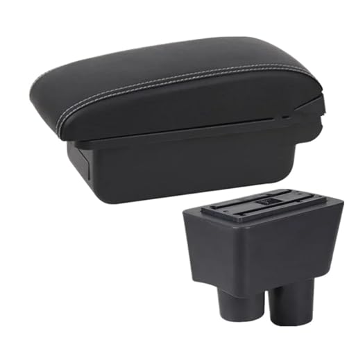 DIQXLGS Armlehne Für N&issan Für Almera Armlehnen-Box Auto Aufbewahrungsbox Innenraum-Nachrüstteil(A3 Black white NO USB) von DIQXLGS