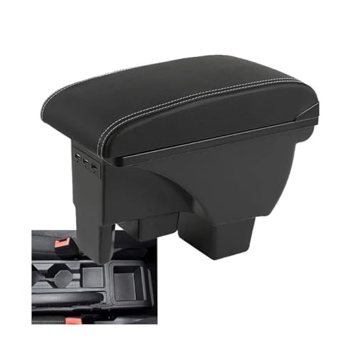 DIQXLGS Armlehnen-Aufbewahrungsbox Für VW Für Polo 2020 2021 2022 2023 2024 Nachrüstteile(A3 Black White line) von DIQXLGS