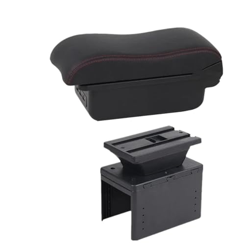 DIQXLGS Armlehnenbox Für TT Coupé Armlehnenbox Für TT Mittelkonsolen-Ablagefach Innenraum-Nachrüstteile(B1 Schwarz rot 3USB) von DIQXLGS