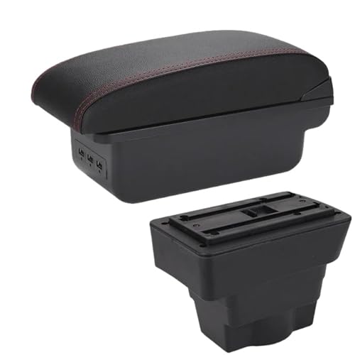 DIQXLGS Autoarmlehnenbox Für Opel Für Astra Für Astra J 2012 2013 2014 2015 2016 2017 2018-2020 Armlehnenbox Aufbewahrungsbox Nachrüstteil(B1 Schwarz rot 3USB) von DIQXLGS