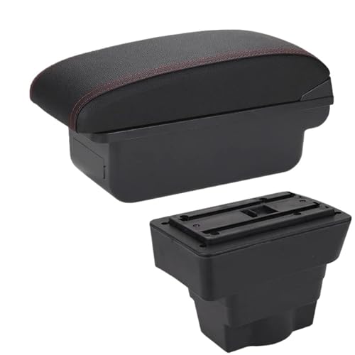 DIQXLGS Autoarmlehnenbox Für Opel Für Astra Für Astra J 2012 2013 2014 2015 2016 2017 2018-2020 Armlehnenbox Aufbewahrungsbox Nachrüstteil(C1 Schwarz Rot KEIN USB) von DIQXLGS