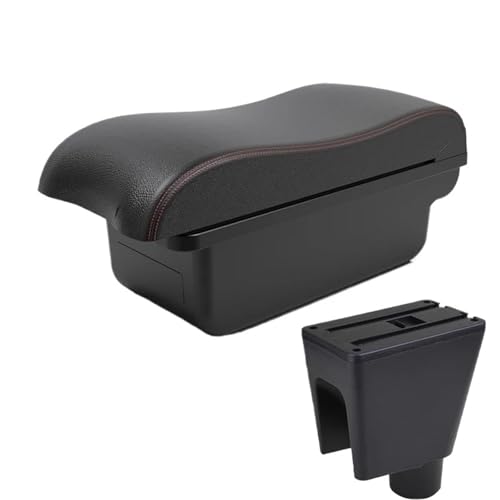 DIQXLGS Für C&hevrolet Für Spark Armlehnenbox Für C&hevrolet Für Spark 3 III Für Aveo T200 Auto-Armlehnen-Aufbewahrungsbox(A1 Schwarz Rot KEIN USB) von DIQXLGS
