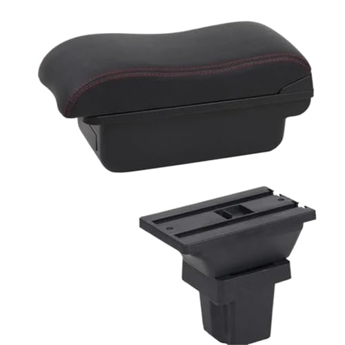 DIQXLGS Für C&hevrolet Für Trax Armlehnenbox Für C&hevrolet Für Tracker 2013-2017 Leder-Armlehne Mittelkonsole Aufbewahrung USB(B2 Rote Linie) von DIQXLGS