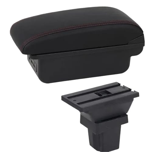 DIQXLGS Für C&hevrolet Für Trax Armlehnenbox Für C&hevrolet Für Tracker 2013-2017 Leder-Armlehne Mittelkonsole Aufbewahrung USB(C1 Rote Linie) von DIQXLGS