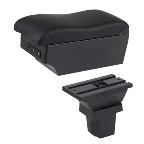 DIQXLGS Für C&hevrolet Für Trax Armlehnenbox Für C&hevrolet Für Tracker 2013-2017 Leder-Armlehne Mittelkonsole Aufbewahrung USB(E2 Schwarze Linie) von DIQXLGS