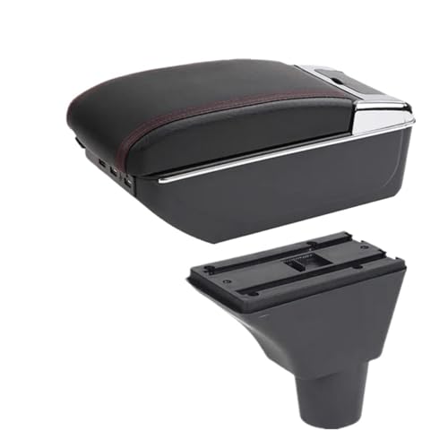 DIQXLGS Für Citroën C3 C4 Armlehnenbox Aufbewahrungsbox Innenraum Spezielle Nachrüstteile(C red line 7USB) von DIQXLGS