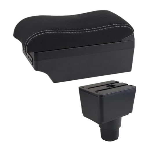 DIQXLGS Für Ecosport 2018 2019 2020 2021 Armlehnenbox Leder Armstütze Mittelkonsole Aufbewahrung USB-Schnittstelle(E2 Weiße Linie) von DIQXLGS