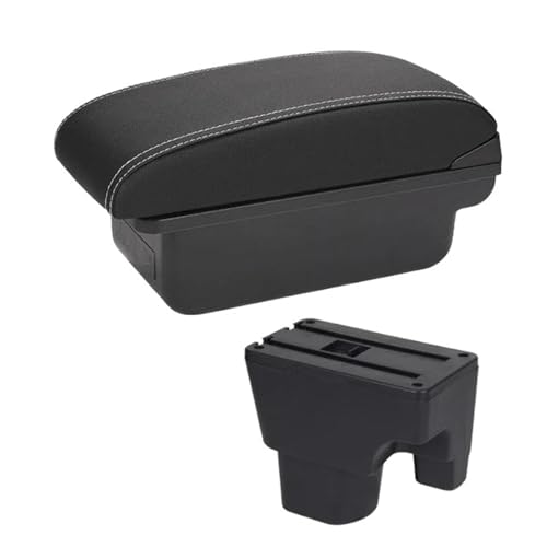 DIQXLGS Für Geely MK Armaturenbrettbox Zentral Inhaltsaufbewahrung Aufbewahrungsbox Armlehnenbox Mit Getränkehalter USB-Schnittstelle(A white line No USB) von DIQXLGS