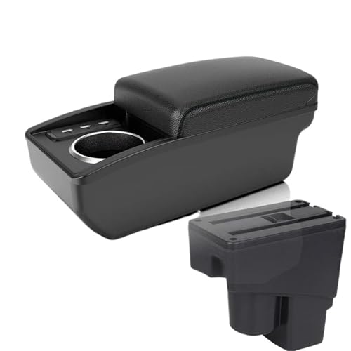 DIQXLGS Für Jazz Armlehnenfach Für Fit Für Jazz 1 2003 2004 2005 2006 2007 Autoarmlehnen Arm Aufbewahrungsbox(B2 Schwarze Linie 6USB) von DIQXLGS