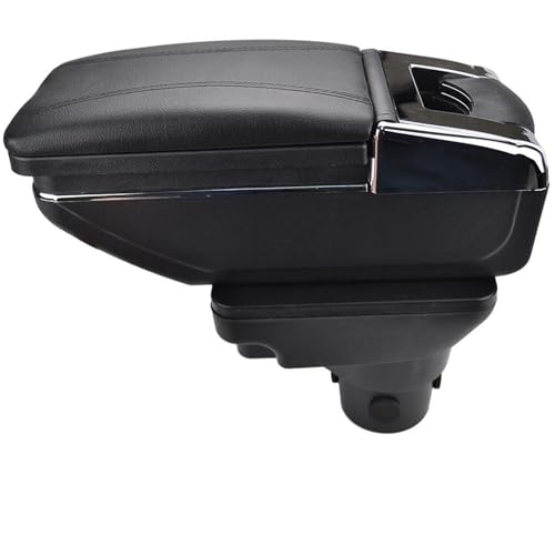 DIQXLGS Für Kia Für Rio 4 (YB) 2017-heute Für Kia Für X-Line Mittelkonsolen-Aufbewahrungsbox Armlehne Drehbar Leder(Schwarz mit schwarzem Faden) von DIQXLGS