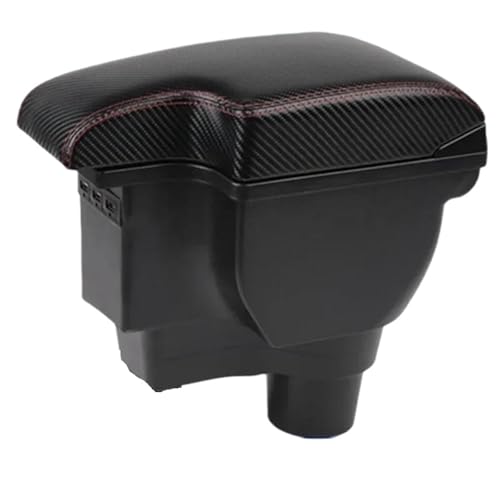 DIQXLGS Für Kia Für Rio 4 Armlehne Für Kia Für Rio X Für X-Line 2017-2023 Zentrale Aufbewahrungsbox Nachrüstsatz Innenraum Mit USB(C1 Carbon texture 3usb) von DIQXLGS