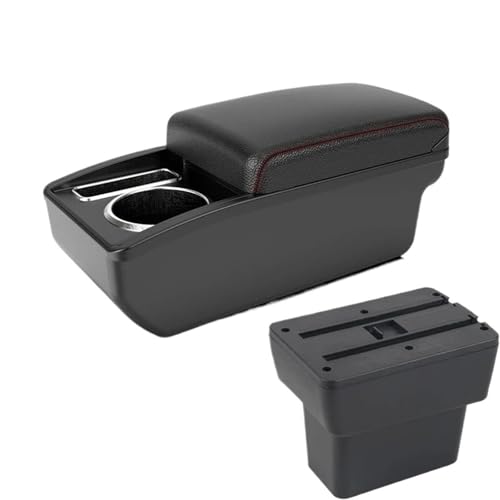 DIQXLGS Für N&issan Für Note E-Power Armaturenbrett-Box Für N&issan Für Note 2016-2022 Zentrale Aufbewahrungsbox(A1 Schwarz Rot KEIN USB) von DIQXLGS