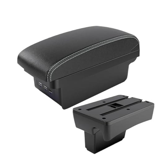 DIQXLGS Für Peugeot 307 I 2001 2002 2003 2004 2005 2006 2007 2008 Armlehnenbox Aufbewahrungsbox(B3 Schwarz weiß 3USB) von DIQXLGS