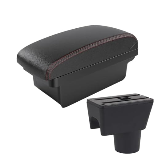 DIQXLGS Für R&enault Für Duster I 2010 2011 2012-2021 Armlehnenbox Aufbewahrungsbox Innenraum Autoteile Zentrale Armlehnenbox(A1 Schwarz Rot KEIN USB) von DIQXLGS