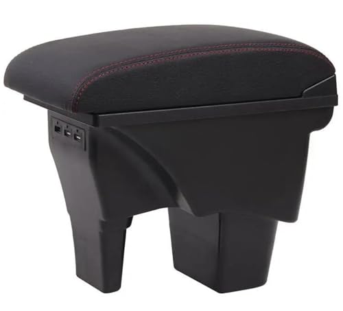 DIQXLGS Für Suzuki Für Vitara Armaturenbrettbox Universelle Auto-Mittelkonsole Modifikationszubehör Doppelt Erhöht Mit USB(Black red line) von DIQXLGS