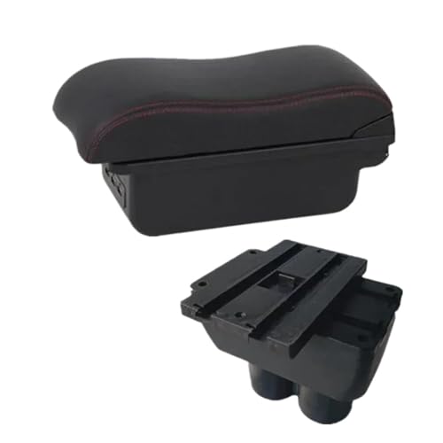 DIQXLGS Für VW Für T&ouran Für Caddy Armaturenbrett-Box Mittelkonsole Ellenbogenauflage Zentrale Aufbewahrungsbox Mit USB-Anschluss Und Getränkehalter(B red line 3USB) von DIQXLGS