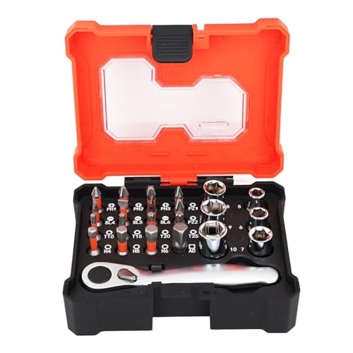 23 Pcs Socket Wrench Set, Multi Functional 1/4 Inch Drive Socket Wrench With S2 Screwdriver Bits, 72 Tooth Ratchet Wrench For Home Repairs, Socket Ratchet Wrench For Automotive DIY 23 Pcs Socket Wrench Set, Multi Functional 1/4 Inch Drive Socket Wrench With S2 Screwdriver Bits, 72 Tooth Ratchet Wrench For Home Repairs, Socket Ratchet Wrench For Automotive DIY von DIRBAK