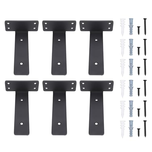 6 PCs Hochleistungsschelfhalterung 6 Zoll schwarz mattem Eisen Wandmontage schwimmende Regal -Stützklasse für Haus in Home Kitchen Office Aufbewahrung von DIRBAK