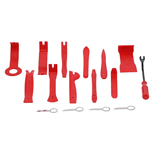 Auto Entfernung Tool Car Trim Tool Set Auto Pry Tool Kit Auto Trim Tool Kit für Auto -Tür -Panel Instrumente Schreibtisch Nylon Manganstahl Edelstahl Pom 16pcs (Red) von DIRBAK
