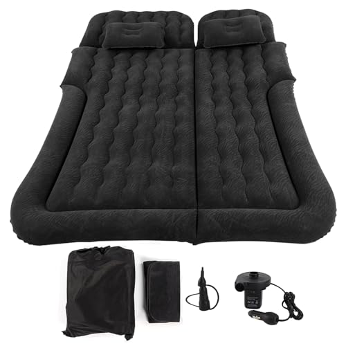 DIRBAK Cabrio Car Air Matratze, Ergonomische Unterstützung Campingbett mit gefährdeter Textur, universeller Passform für SUV Limousine Schrägheck, tragbare Reise -Schlaflösung (Schwarz) von DIRBAK