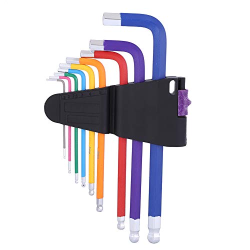 DIRBAK Hex -Sockelschlüssel Set 9pcs Buntes Ballmuster Chrom Vanadium Stahl Handwerkzeug für Möbelmaschinen Musikinstrumente Haus Reparatur (Standard-neun-teilige Standard-Set) von DIRBAK