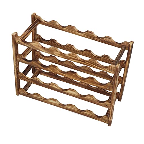 Moderner Weinlagerständer, massives Holzflaschen -Display -Regal mit Schiebereignis, Arbeitsplatte Weinflaschenhalter für Home Bar oder Küchendekoration (4 Layer 20 Bottles Capacity) von DIRBAK