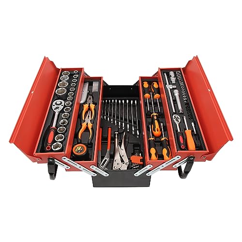 DIRBAK Ratchet -Sockelschlüssel -Set 3 Schicht Faltung Multifunktionales Mechanik -Werkzeugkit für Automotoren Reparatur Langlebiger Chrommolybdän Stahl 85pcs von DIRBAK