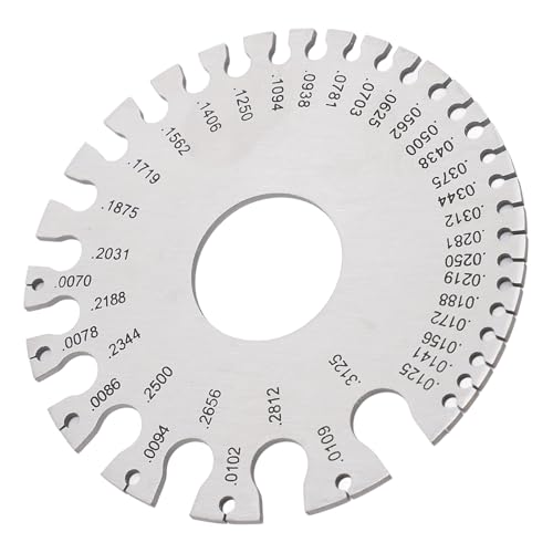 DIRBAK Rund Doppelseitiges Werkzeug zur Messung der Draht dicke, Edelstahl-Kalibrierung instrument mit US-Standard markierungen für Metall, Leder, Papier und Holz DIRBAK Rund Doppelseitiges Werkzeug zur Messung der Draht dicke, Edelstahl-Kalibrierung instrument mit US-Standard markierungen für Metall, Leder, Papier und Holz von DIRBAK