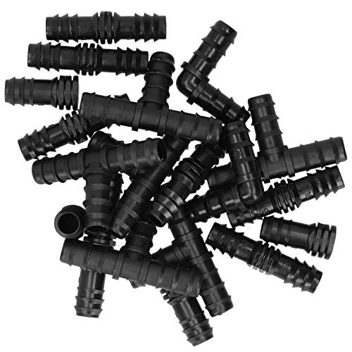 DIRBAK Tropfbewässerungsanpassungsanpassung Bewässerungsstecker Ellbogenadapter Stachelstecker Gartenwässerungssystem Zubehör für Gärten Gewächshäuser ABS Kunststoff 20pcs Set Set von DIRBAK
