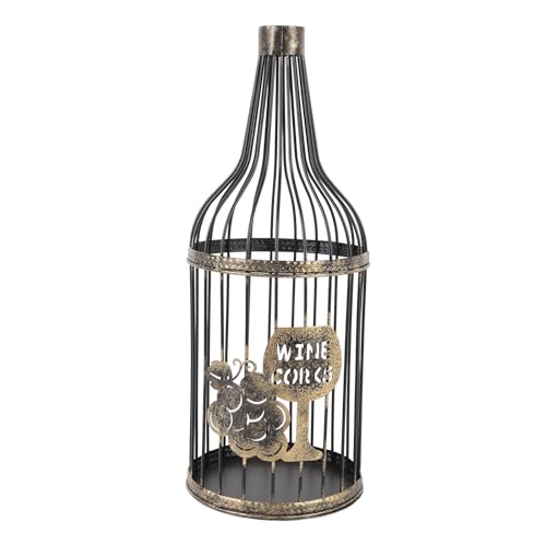 DIRBAK Weinkorkenhalter Metall Ative rustikale Flasche geformte Kork -Lagerorganisator für Esszimmer Bar Küchenheim Stahl 15x15x38cm 60 Korken Kapazität Kapazität von DIRBAK