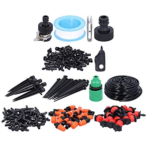 Gartenwässerung Bewässerungssystem DIY 30m Schlauch Tropf Kit für pflanzliche Bewässerung einstellbarer Düsen Wasser spart PVC -Material geeignet für Gemüsegarten Rasen von DIRBAK
