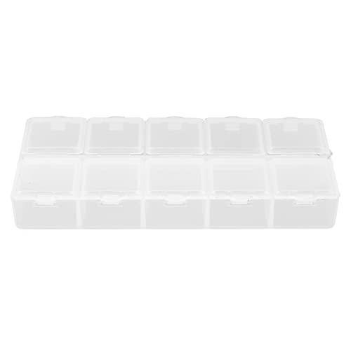 Grid Organizer Box White Plastic 10 Fach Lagerbehälter für Schmuckohrringe Nails Tool transparentes Design tragbarer abnehmbarer Abdeckung Nicht -removable Partitionen von DIRBAK