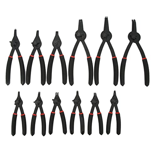 Professionelle externe Schnappringzange Set Lobable Metall Construction Universal Deep Access Bequemes Griff zum Entfernen und Installieren von Snapringen 12PCs von DIRBAK