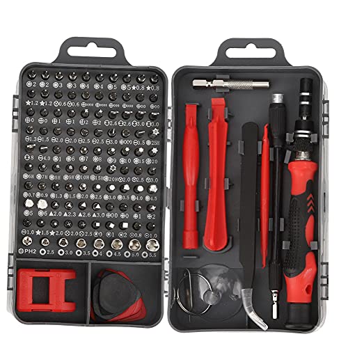Professioneller Schraubendreher -Set 115 in 1 Multifunktional Reparaturwerkzeugkit mit 98 Bit und 17 Zubehör für die Reparatur von Uhr Telefon in schwarzblau gelb rot lila (Red) von DIRBAK