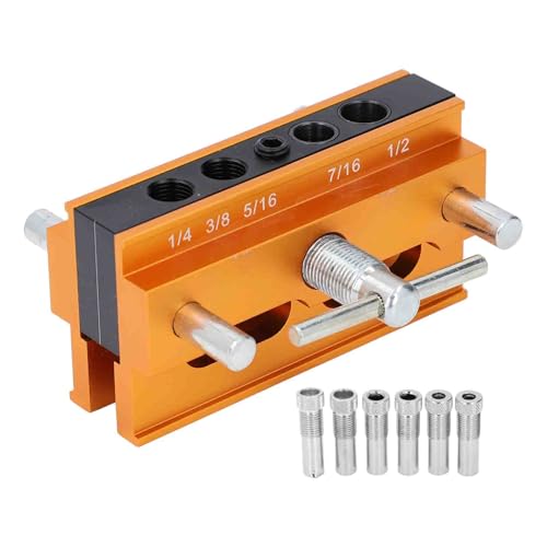 Selbstzentrierende Dübel -Jig -Kit einstellbare Breite Holzbearbeitungsbohrhandbuch für gerade Löcher mit 6 Buchsen Aluminiumlegierung für Tischler- und DIY -Projekte von DIRBAK