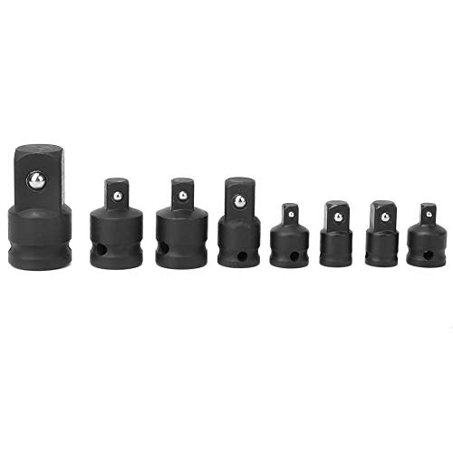 Socket Reduzieradapter Impact Wrench Converter Set 8PCS Schwarzer Chrom Vanadium Stahl Haltbar rostfeste für professionelle Mechanik DIY -Enthusiasten von DIRBAK
