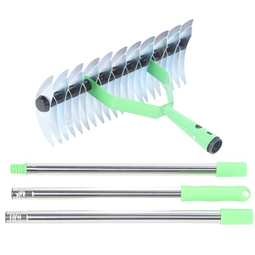 Thatch Rake DeTatcher Rasen Rake rostfreie Stahl Gebogene Zinken Ergonomischen Griff für Rasenpflege und Gartenarbeit 52,8 Zoll von DIRBAK