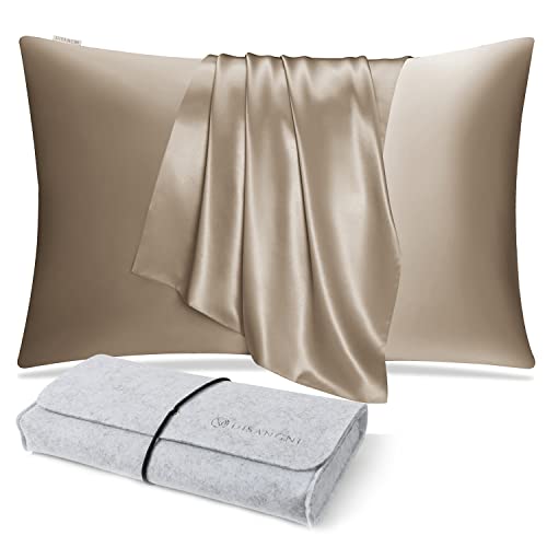 DISANGNI Kissenbezug aus 100 % natürlicher Maulbeerseide für Haar und Haut, mit verstecktem Reißverschluss, beidseitig 22 Momme, echte Seide, 1 Stück, 50 x 70 cm, Taupe DISANGNI Kissenbezug aus 100 % natürlicher Maulbeerseide für Haar und Haut, mit verstecktem Reißverschluss, beidseitig 22 Momme, echte Seide, 1 Stück, 50 x 70 cm, Taupe von DISANGNI