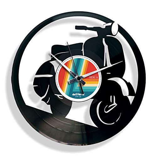 DDISC'O'Clock Shallplattenuhr Vespa - Lautlos Wanduhr, einfach aufzuhängen. 100% Made in Italy Handwerkliches Produkt von DISCOCLOCK