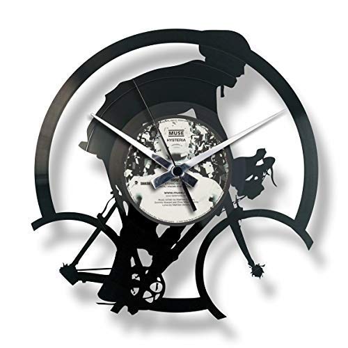 DISC'O'Clock Shallplattenuhr Bicycle Race - Lautlos Wanduhr, einfach aufzuhängen. 100% Made in Italy Handwerkliches Produkt von DISCOCLOCK