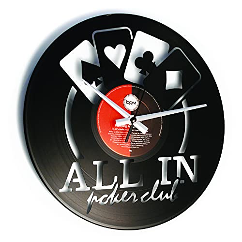 DISCOCLOCK Shallplattenuhr All in Poker - Lautlos Wanduhr, einfach aufzuhängen. 100% Made in Italy Handwerkliches Produkt von DISCOCLOCK