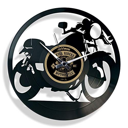 DISC'O'Clock Shallplattenuhr Cafe Racer - Lautlos Wanduhr, einfach aufzuhängen. 100% Made in Italy Handwerkliches Produkt von DISCOCLOCK