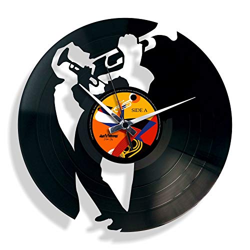 DISC'O'Clock Shallplattenuhr Jazz - Lautlos Wanduhr, einfach aufzuhängen. 100% Made in Italy Handwerkliches Produkt von DISCOCLOCK